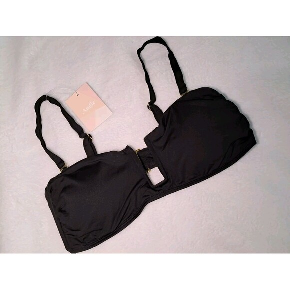 Andie Swim Cartagena Top Black Removable Straps Swim Bikini Top Size M NWT - Picture 1 of 7